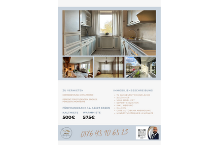 Wohnen auf Zeit in Essen-Kray 575,00 €