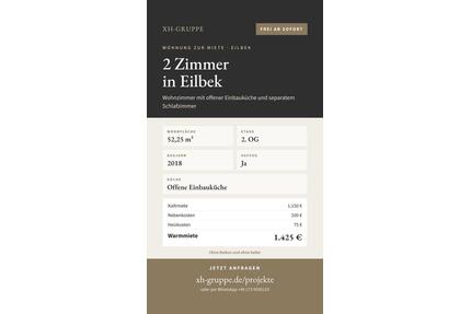 Wohnung Neubau 2 Zimmer Eilbek, 52 bis 59 m², Aufzug, EBK, - Hamburg Wandsbek