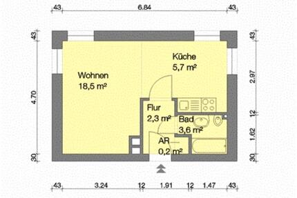 1 zimmer wohnung - 626,00&nbsp;EUR Kaltmiete, ca.&nbsp; 30,00&nbsp;m&sup2; in Nürnberg (PLZ: 90408) Gärten hinter der Veste