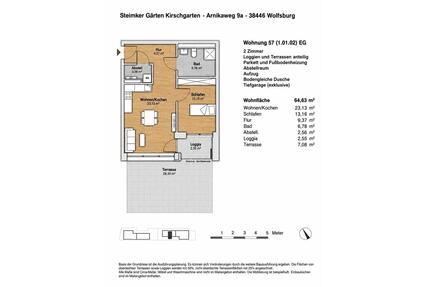 Sonnige 2 Zimmer Wohnung mit großer Terrasse - Wolfsburg Almke