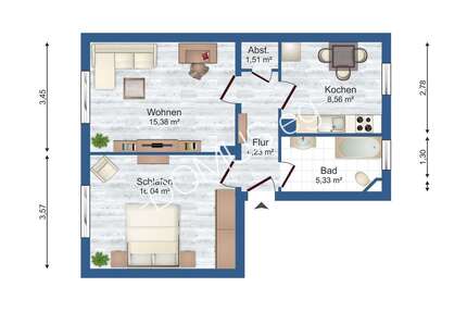 Schicke 2 Zimmer Wohnung mit Einbauküche! - Elstra