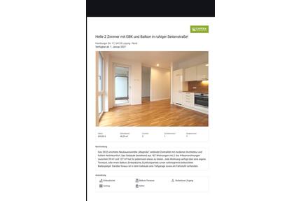 Helle 2 Zimmer mit EBK und Balkon in ruhiger Seitenstraße! - Leipzig Nord