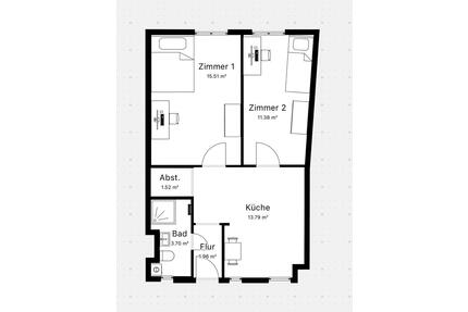 Möbliertes Zimmer in sanierter 2er-WG direkt an der FH Erfurt