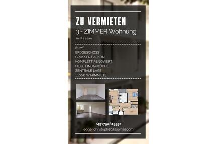 Schöne renovierte 3 Zimmer Wohnung in Passau